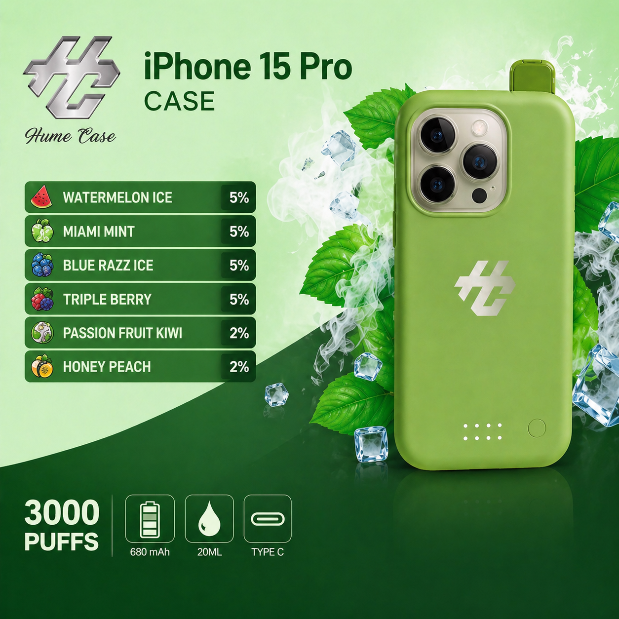 iphone 15 pro 🎁 Humo iPhone 15Pro Case 30000 Puffs (Free Gift) - Image 1